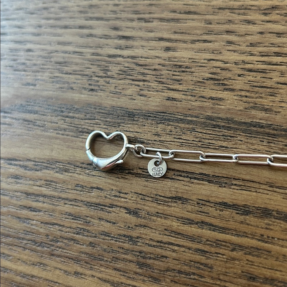 DELMAR 925 Italy Silver Double Heart Paperclip Bracelet - Picture 9 of 9